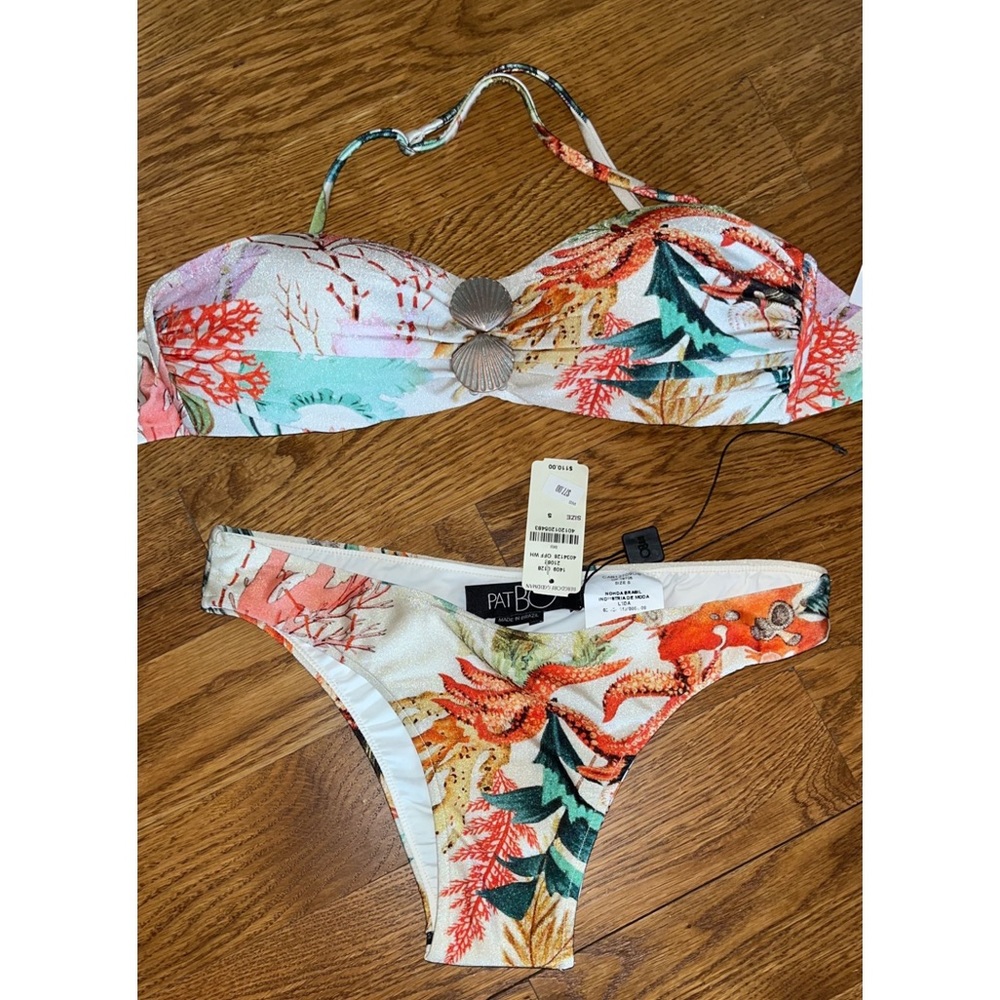 PATBO Oasis Bandeau Tropical Bikini Top Bottom Set size small